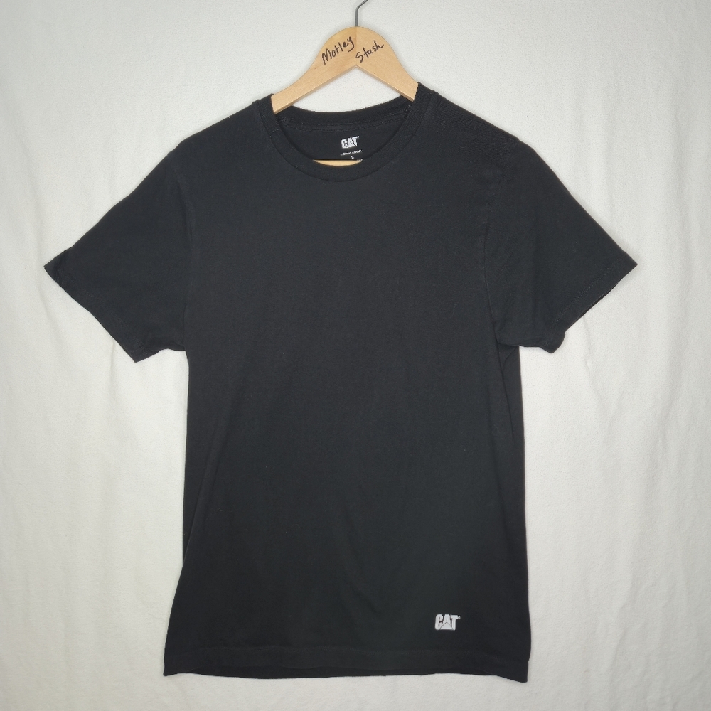 Cat Men's Black Short Sleeved 100% Cotton Tee Shirt Size Medium